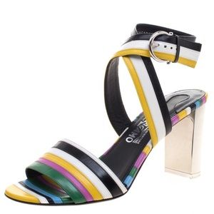 Salvatore Ferragamo Rainbow Strappy Heeled Sandals Women's Size 8